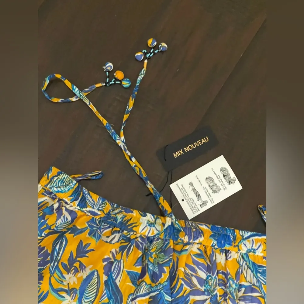 Mix Nouveau Women's Floral Multicolored Maxi Skirt Bohemian Elastic Waist Sz L Blue Size L - Image 3