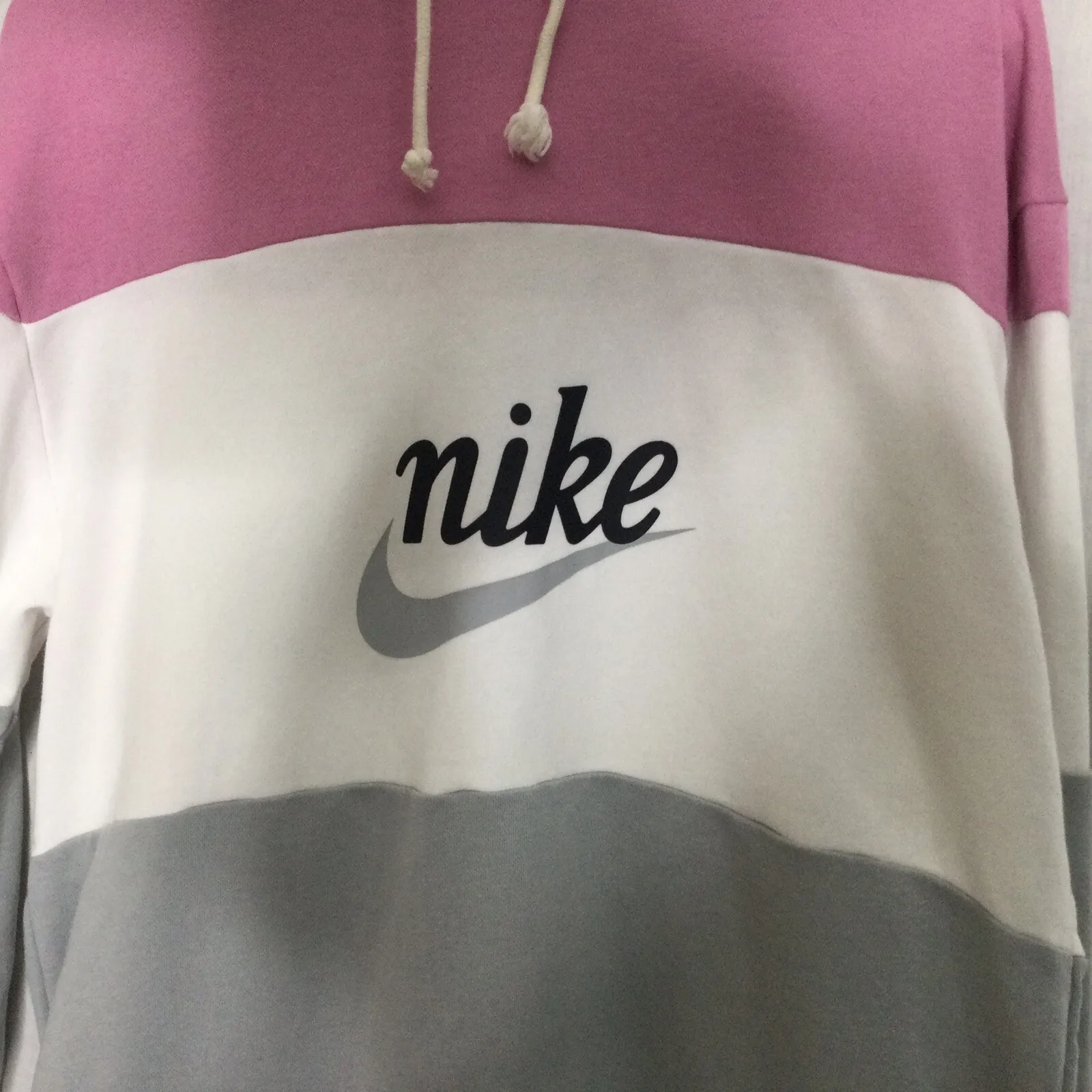 Nike‎ Sweatshirt Hoodie Dress Size Small Petite Colorblock Pink Gray White New - Image 4