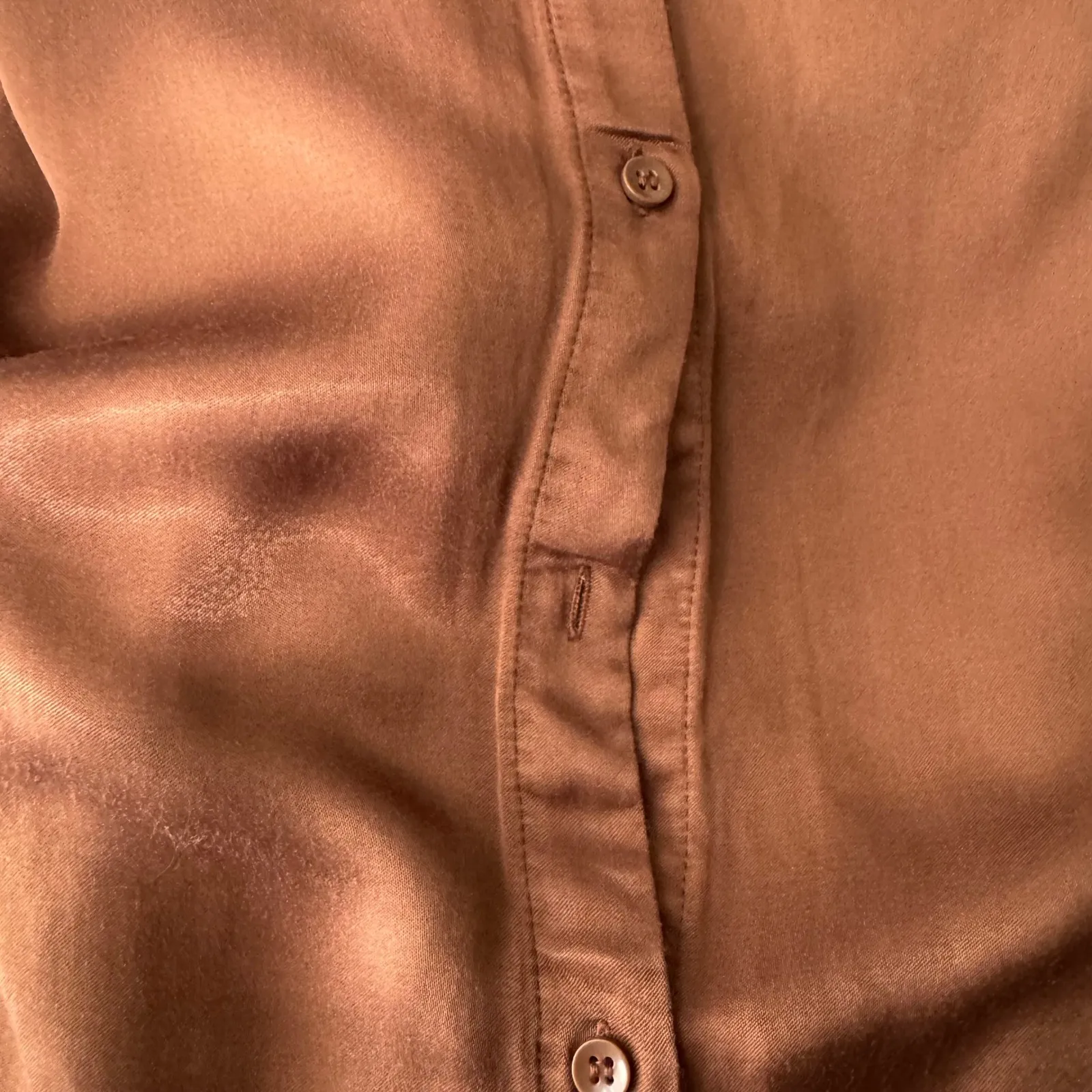 Bershka Satin Button Down Shirt Dress Brown Long Sleeve Tunic NO BELT Sz XS - Image 3