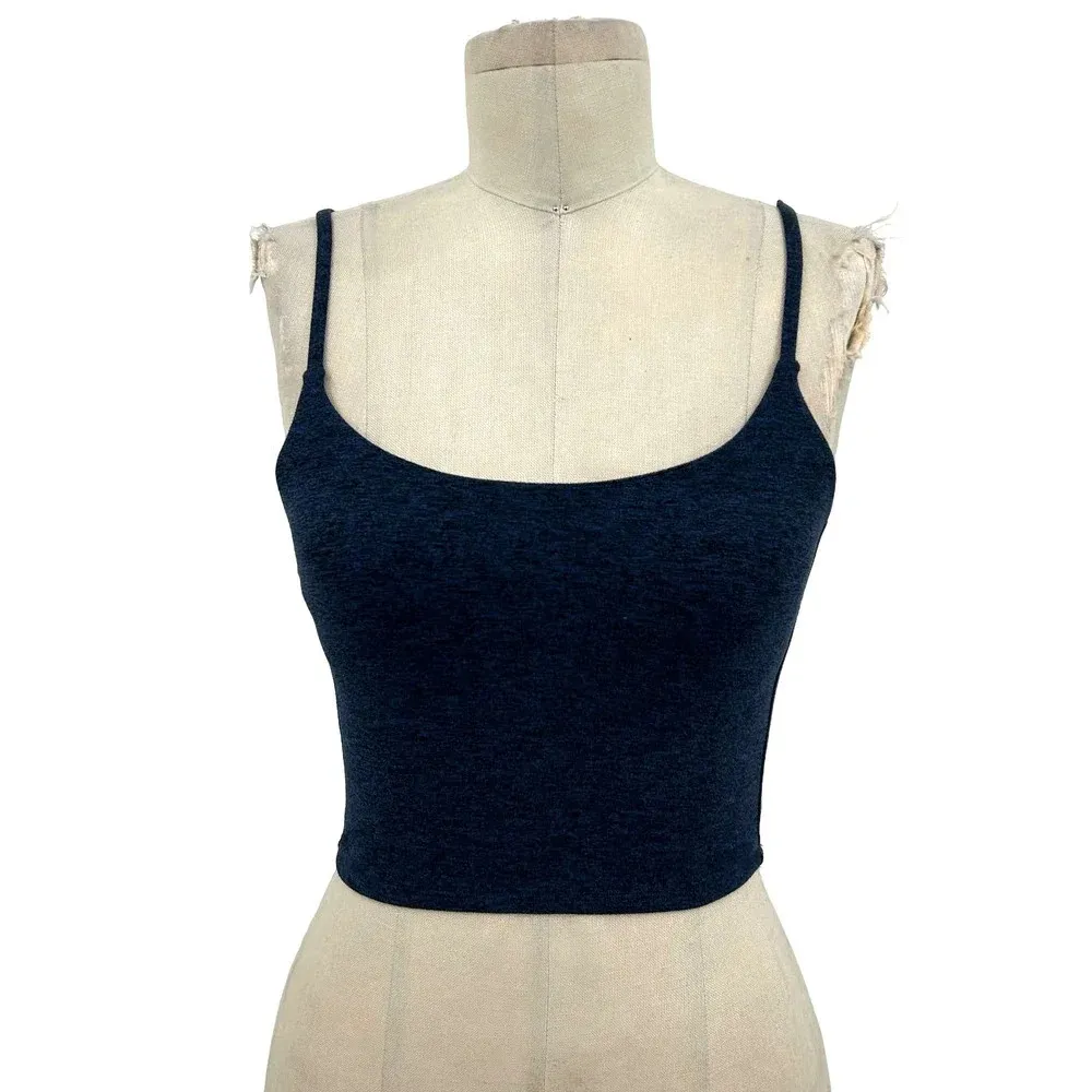 Spiritual Gangster Practice Cami Navy Blue Side Stripe Crop Top Size‎ Small - Image 3