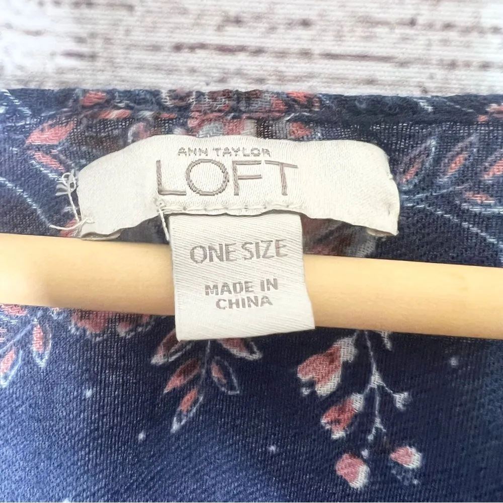 LOFT Navy Blue & Pink Floral Kimono Cardigan Top One Size - Image 10