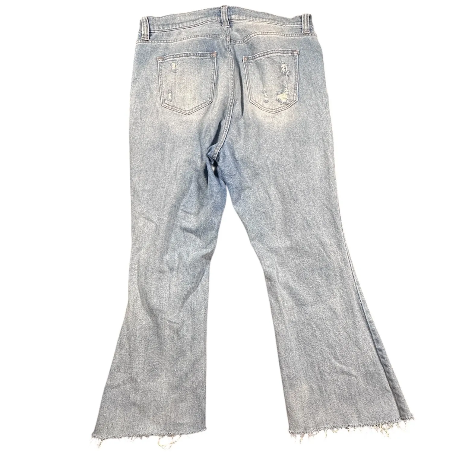 Arula (Altar’d State) Flared leg raw hem distressed denim jeans size 14 Blue - Image 2