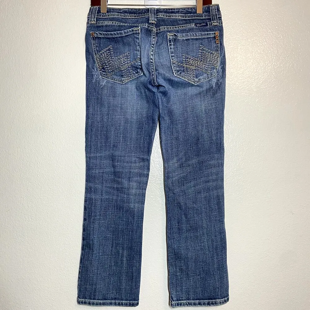 Miss Me Bootcut Jeans Mid-Rise Dark Wash Distressed Detail Pockets JP44088 28x27 - Image 4