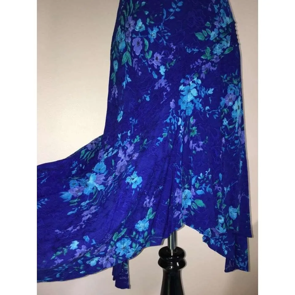 Vtg Floral Dress Petite Women 6 P S Blue Karin Stevens Cottage Core Coquette New - Image 10