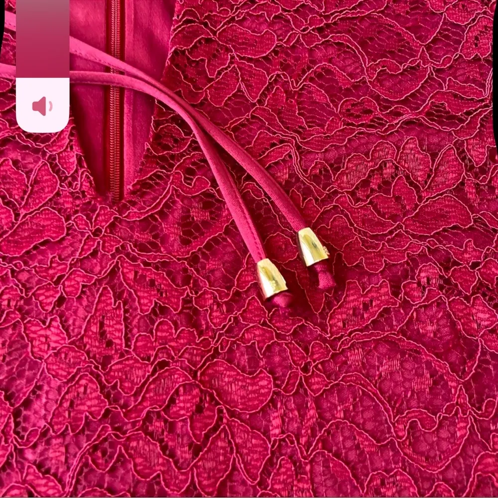 JESSICA SIMPSON Red Lace Dress 3/4 Sleeve Size 6 - Image 11