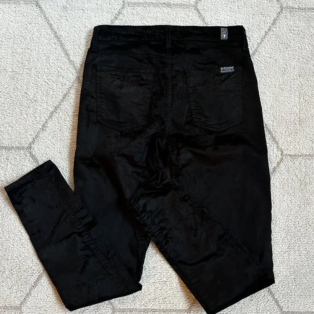 7 For All Mankind Crushed Velvet Skinny Jeans Pants Holiday Luxe Sz 27 - Image 5