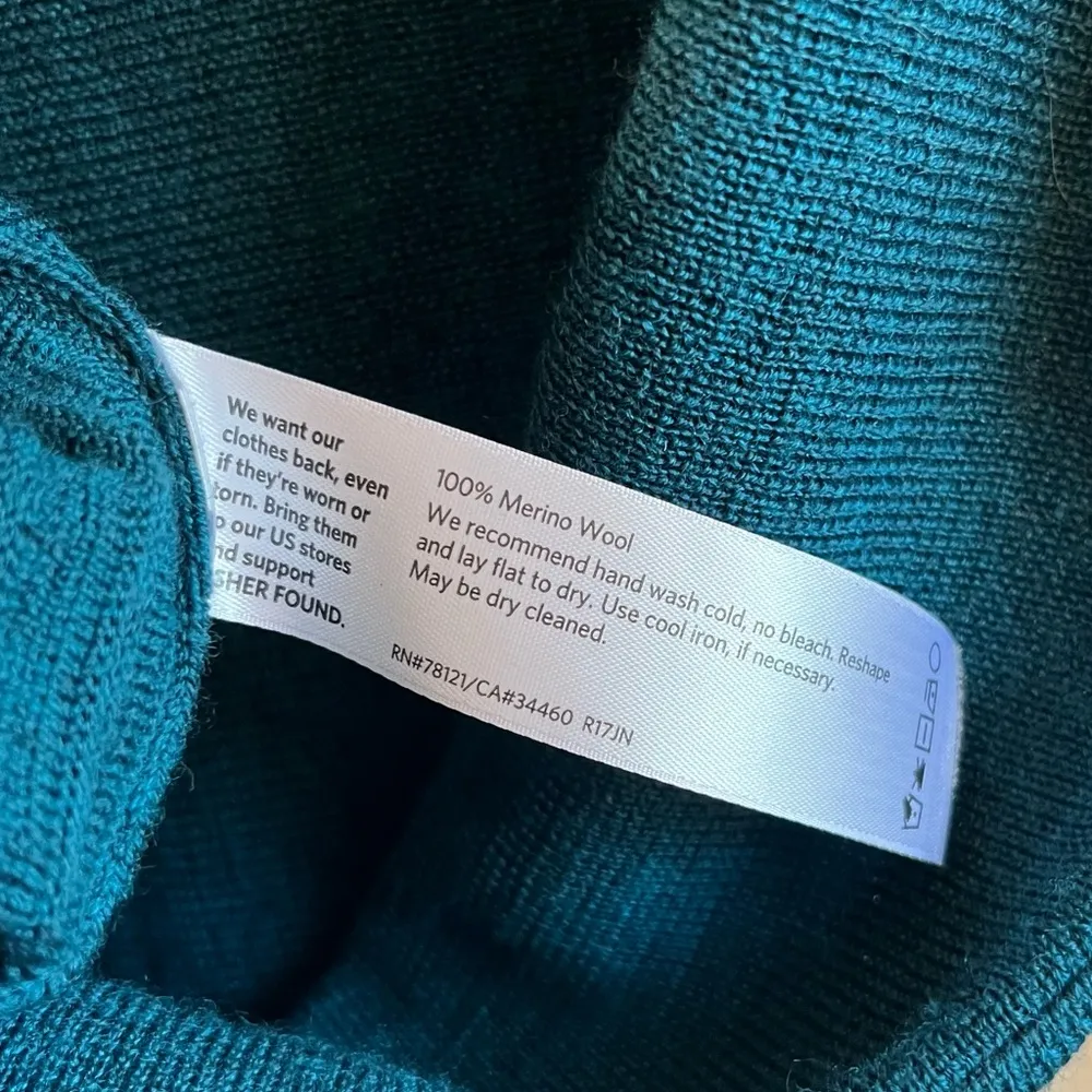 Eileen Fisher Sweater Teal Merino Turtleneck Long Top in Merino Wool Sz S EUC - Image 8