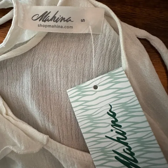 Mahina  Ruffle Cami‎ Ivory Top NEW with Tags - Size S. - Image 9
