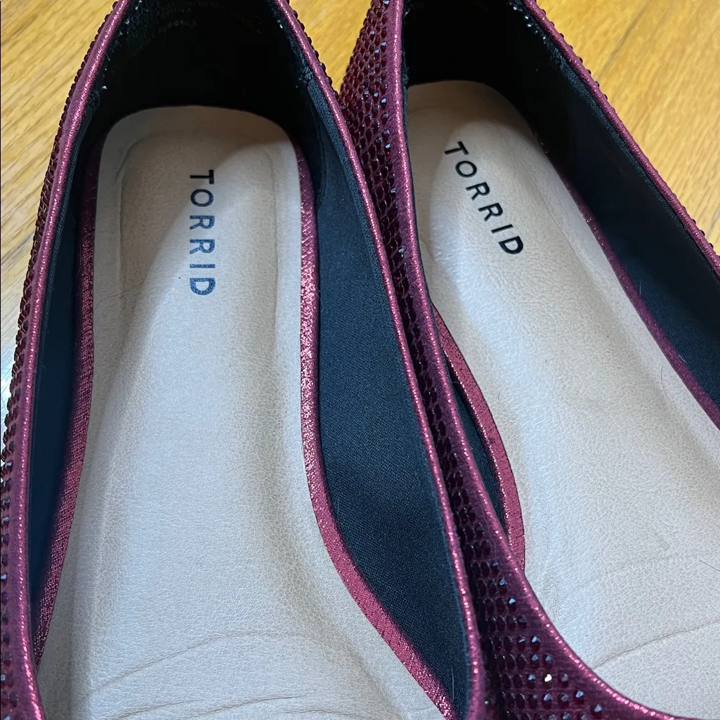 Torrid Red Embellished Pointed Toe sparkle Flats - Image 7