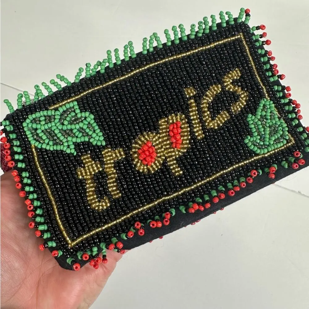 NWOT Free People Daydreamer "Tropics" Beaded Zipped Wallet Clutch Wristlet - Image 2