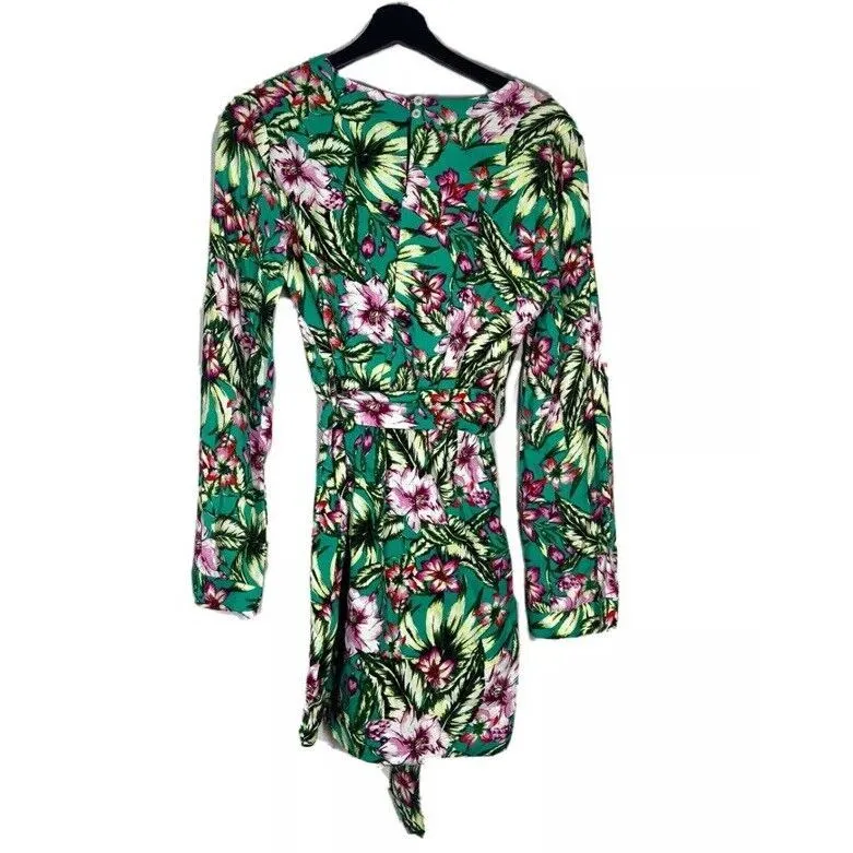 NWT Walter Baker Green Tropical Amazon‎ Print Kimono Long Sleeve Dress  XS - Image 5