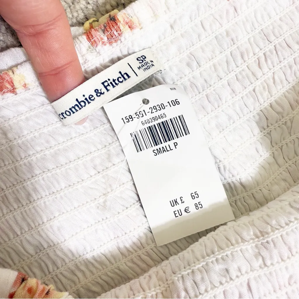 Abercrombie & Fitch Off The Shoulder Floral Smocked Maxi Dress size S Petite - Image 3