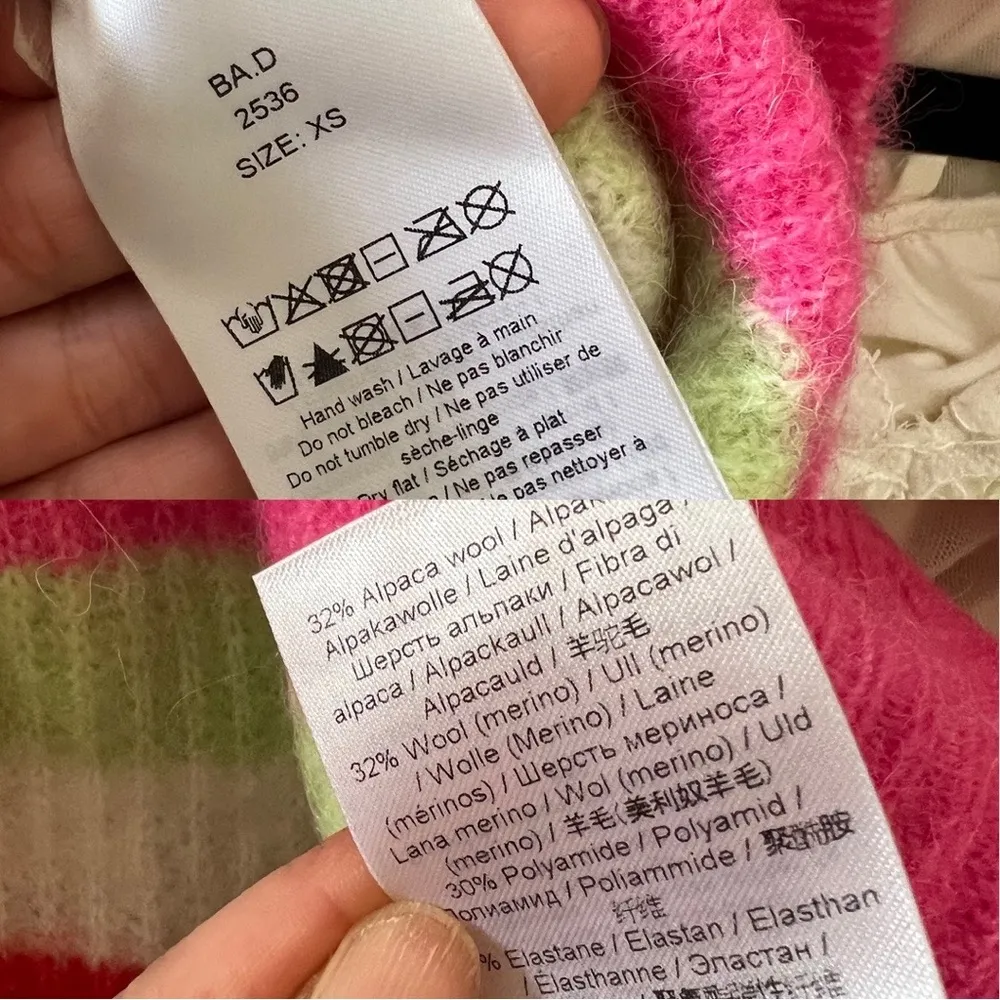 NWT GANNI Stripe Bejeweled Cardigan Pink Sweater XS - Image 81