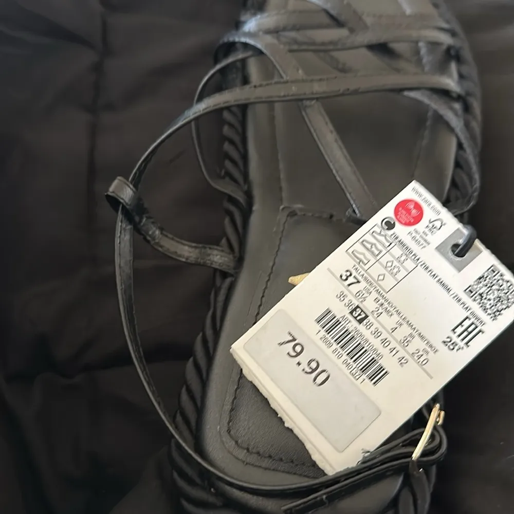 NWT Zara Black Leather Rope Flatform Sandals - Image 4