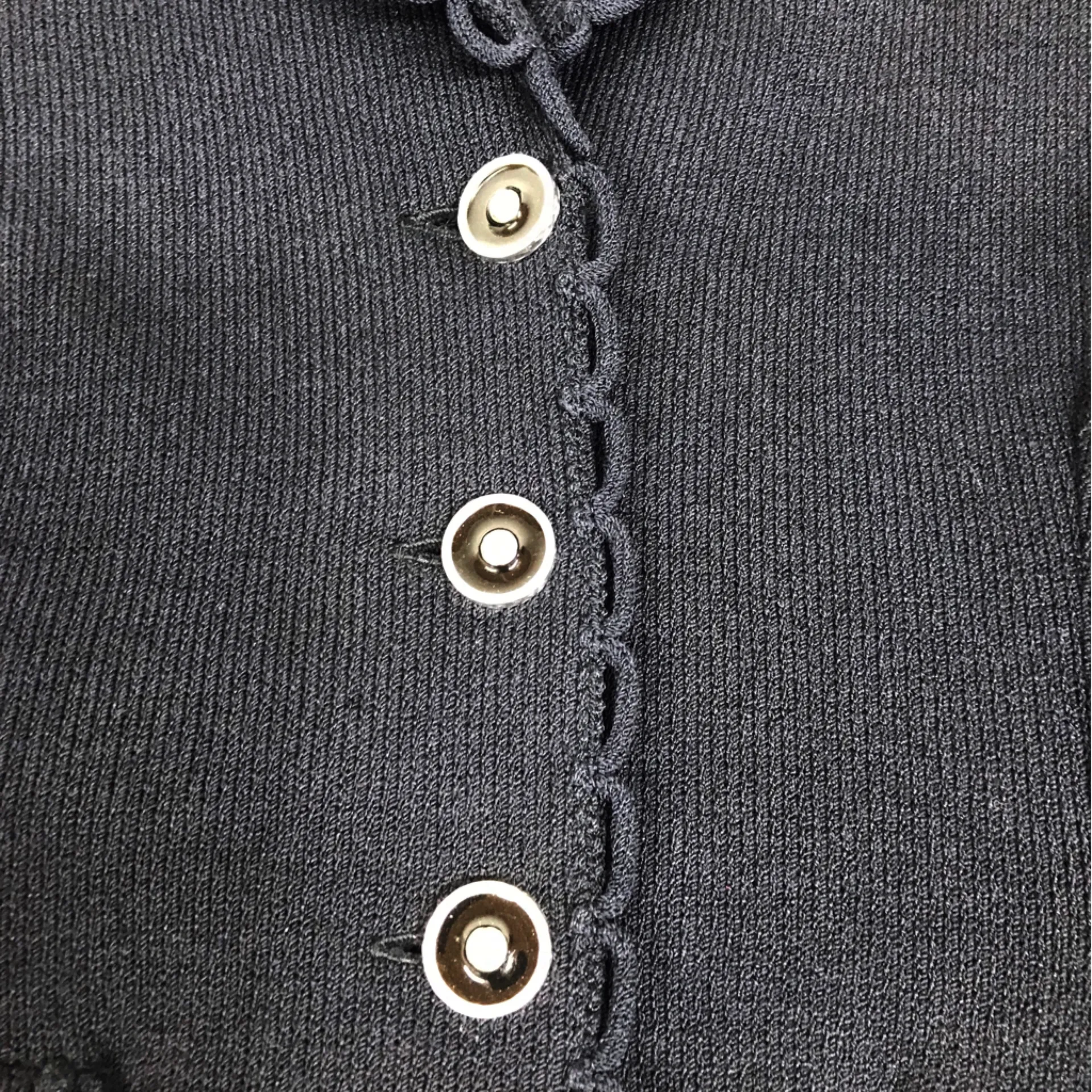 St. John Collection  Black Santana‎ Knit Blazer Jacket Button Front Size 12 - Image 6