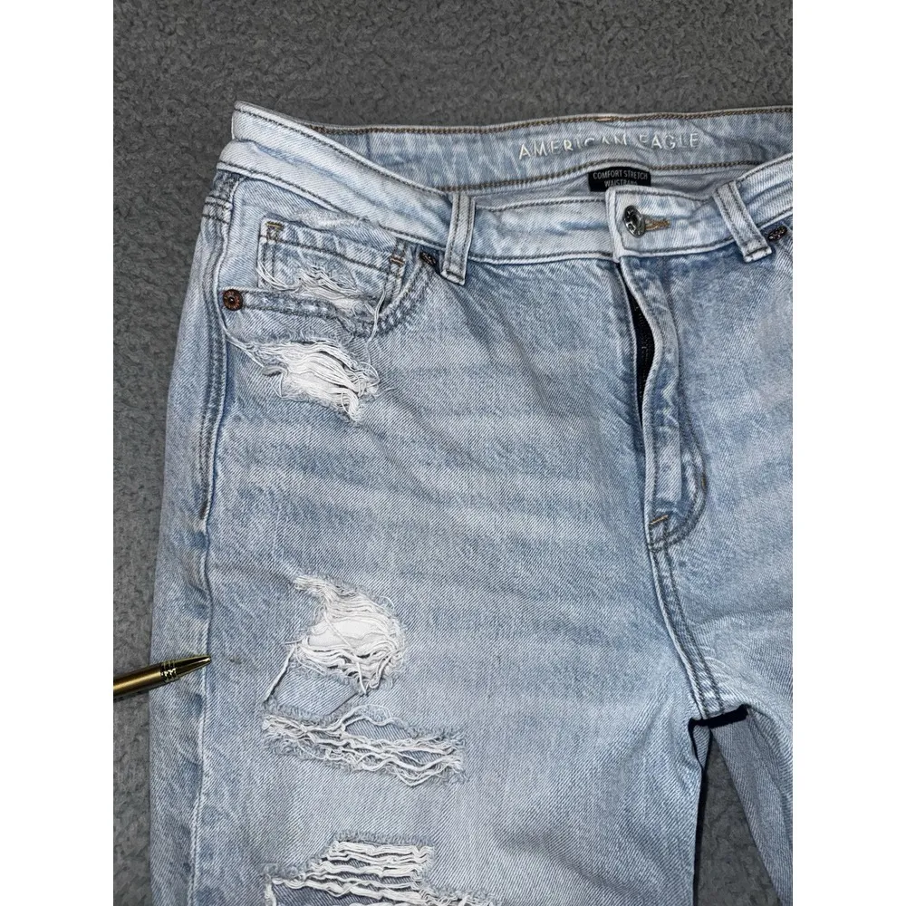 American Eagle Mom Jeans Women 10 Comfort Stretch Waistband Distressed Grunge - Image 6