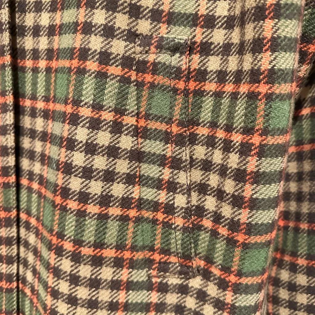 PENDELTON PLAID TAN BROWN GREEN ORANGE BLAZER THREE BUTTON JACKET 10 - Image 6