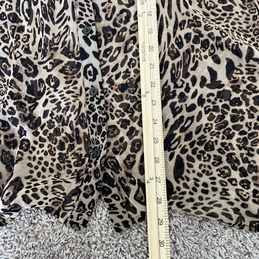 Chicos Travelers Button Down Animal Print Long Sleeve 0 (S) Cheetah Sheer Shirt - Image 6