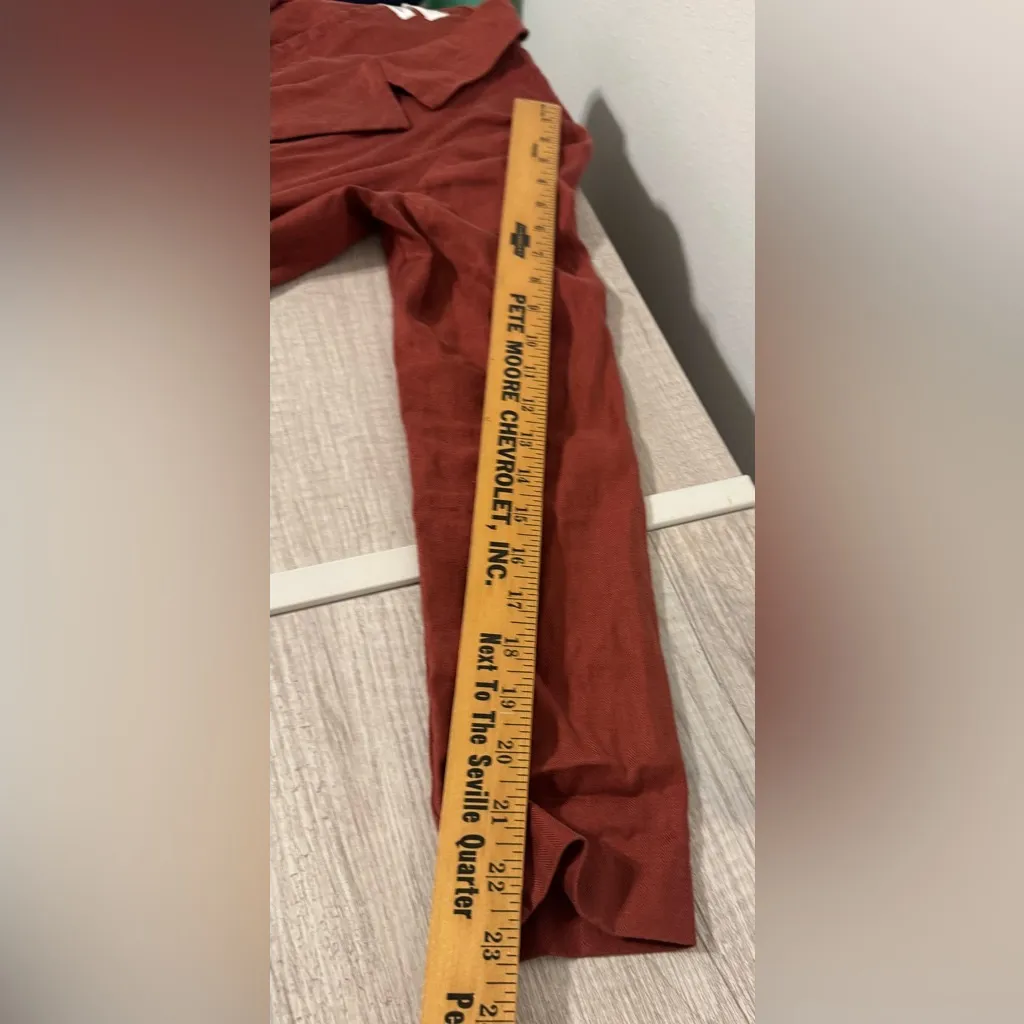 NWT Level 99 Rachel Stretch Linen Blend Blazer Rose Size Small Open Front Red - Image 4