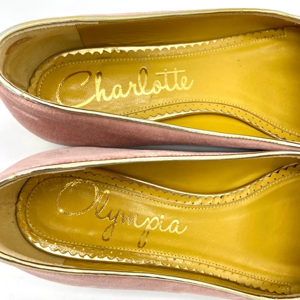Charlotte Olympia Mid Century Kitty Cat Pink Velvet Pointed Flat EU 36 US 5.5-6 - Image 8