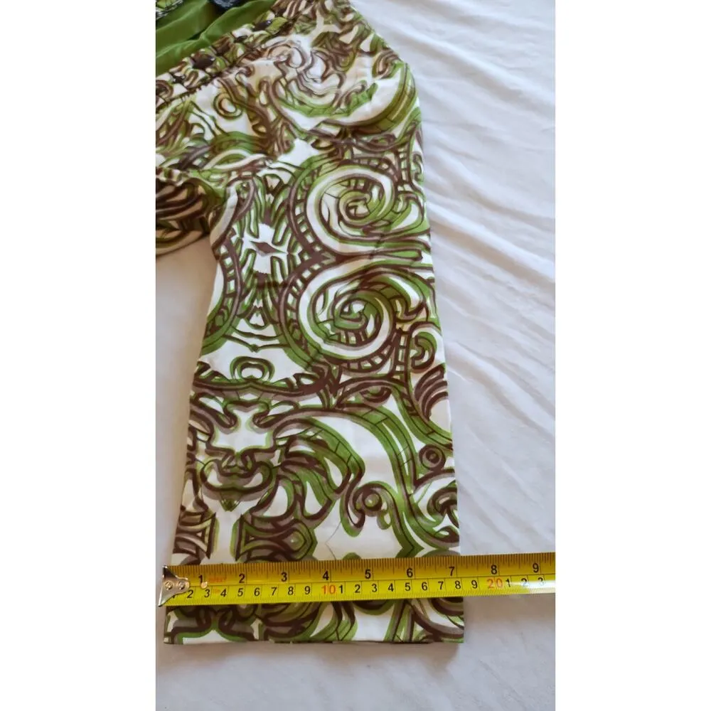 IVY Chic New York Open Front Jacket Women’s Sz M Green/Beige Swirl Pattern Boho Green Size M - Image 10