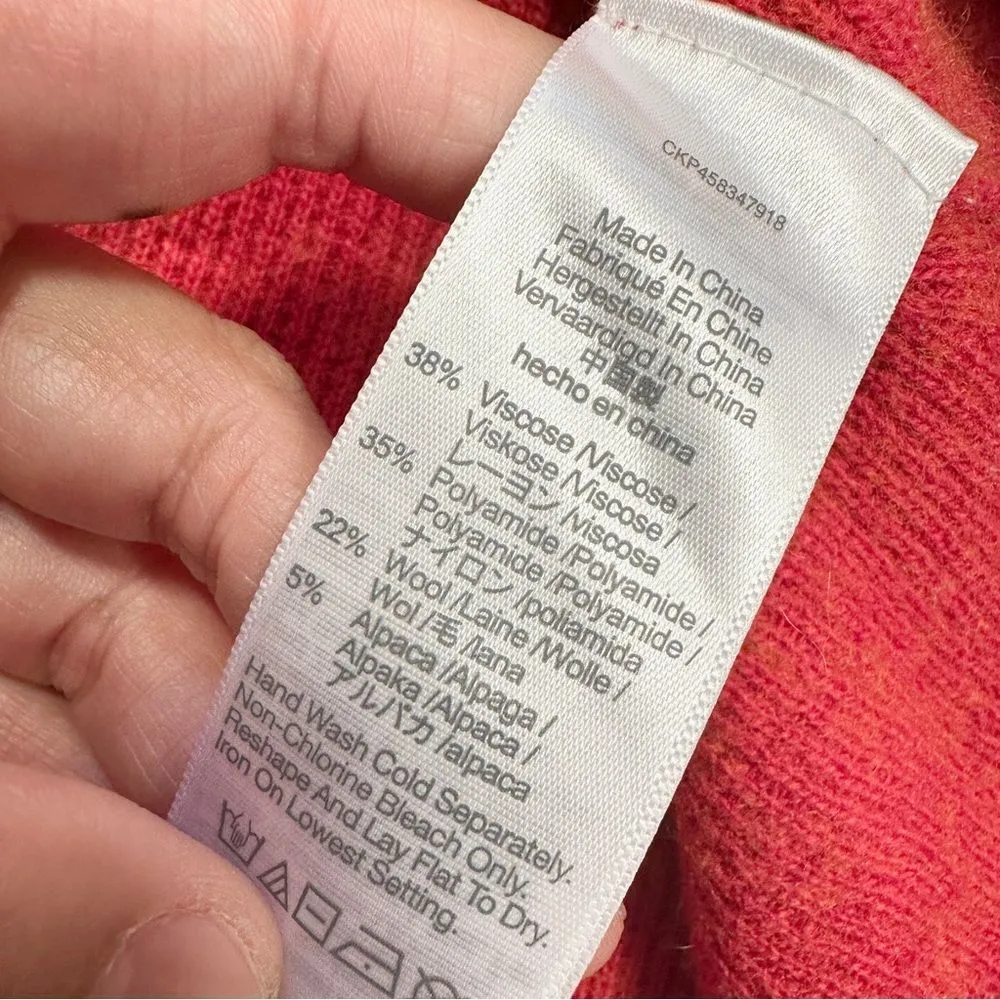 Madewell Asherton Waffle Henley Sweater Wool Alpaca Blend in Heather Poppy XS - Image 11