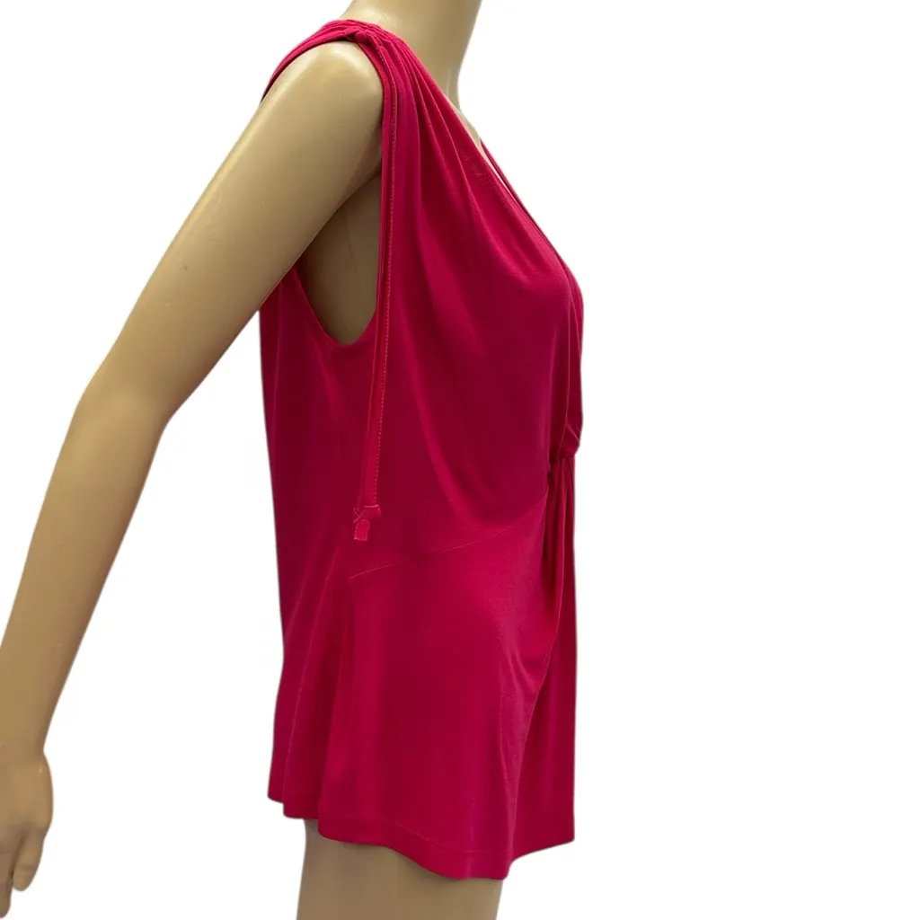 Lascana for Venus Twisted Knot Front V Neck Ruched Tie Sleeveless Top Womens S Pink - Image 4