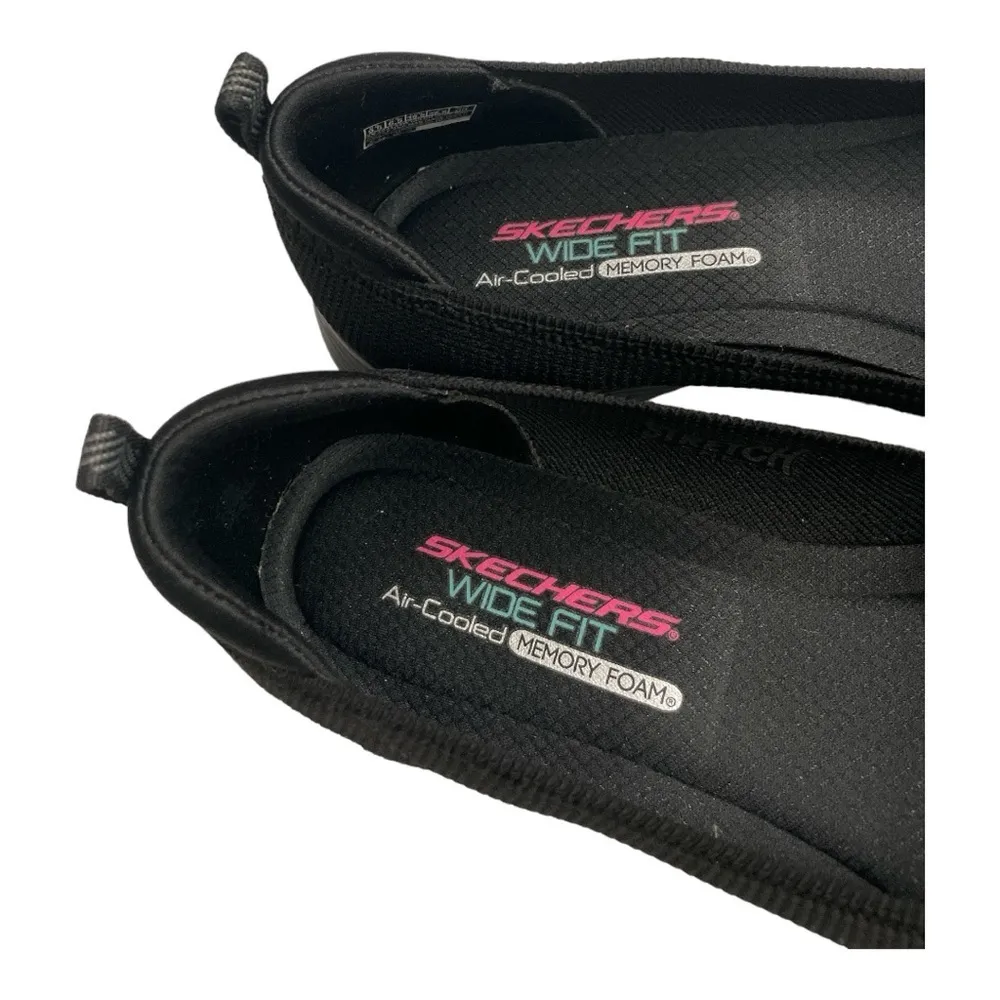 SKECHERS Women's Size 9.5
Wide Fit Air-Cooled Memory Foam Black Slippers 104134W - Image 8