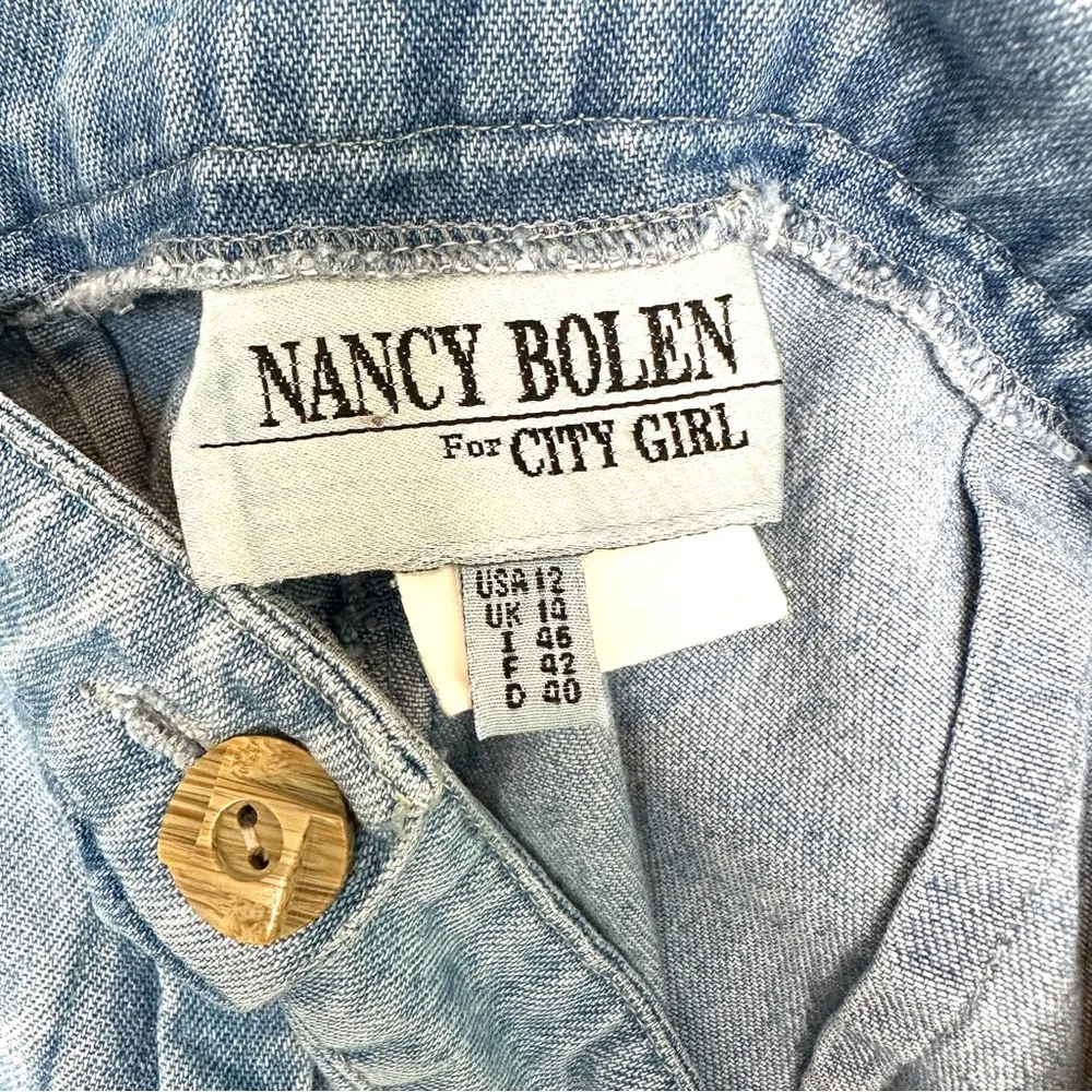 Vintage 100% Cotton Denim Jean Skirt Midi Sz 12 By Nancy Bolen For City Girl - Image 5