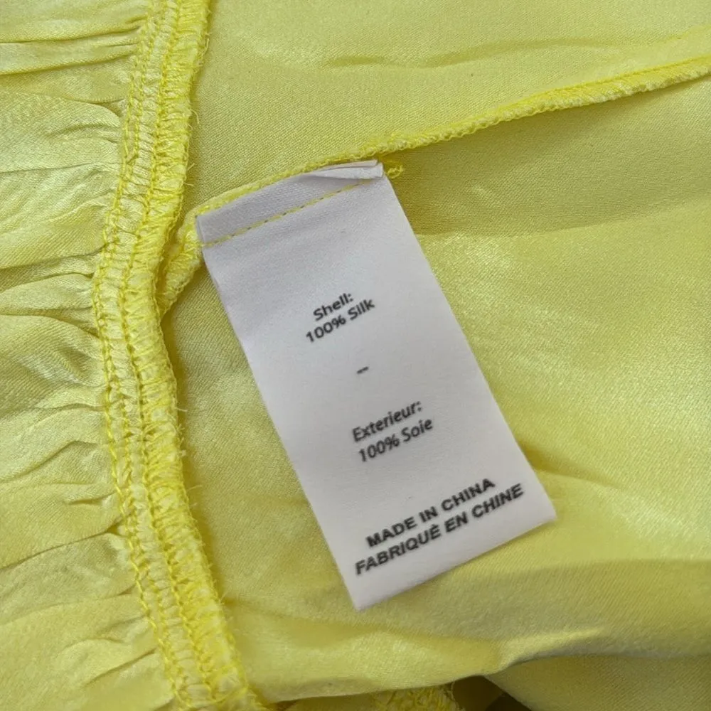 CINQ A SEPT Janet Ruffle Hem Silk Tank Yellow S - Image 8