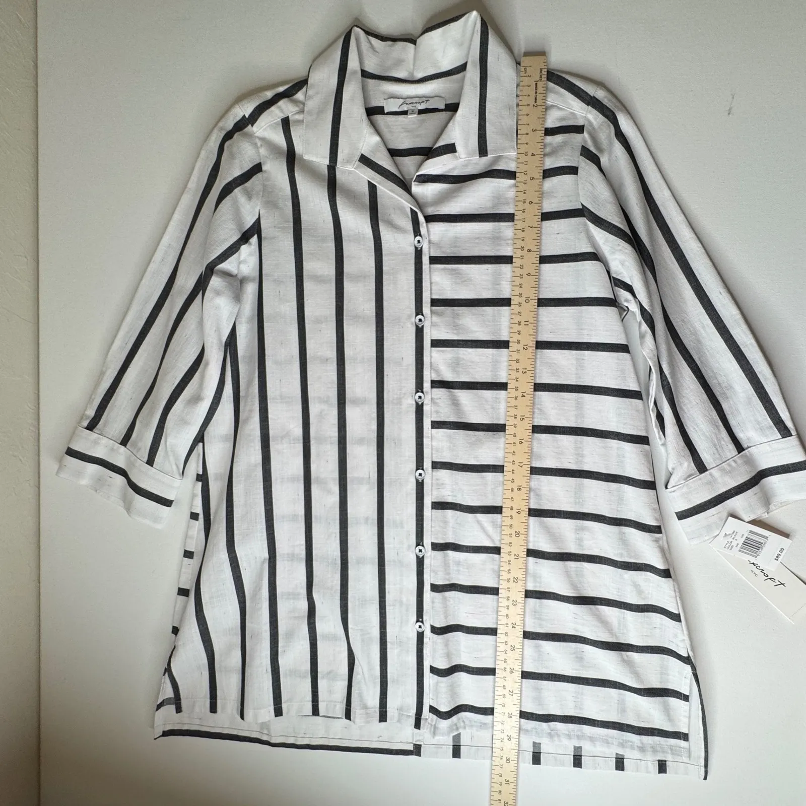 NWT Foxcroft Striped Button Down Shirt Size 8 Cotton Minimalist Coastal Office - Image 10