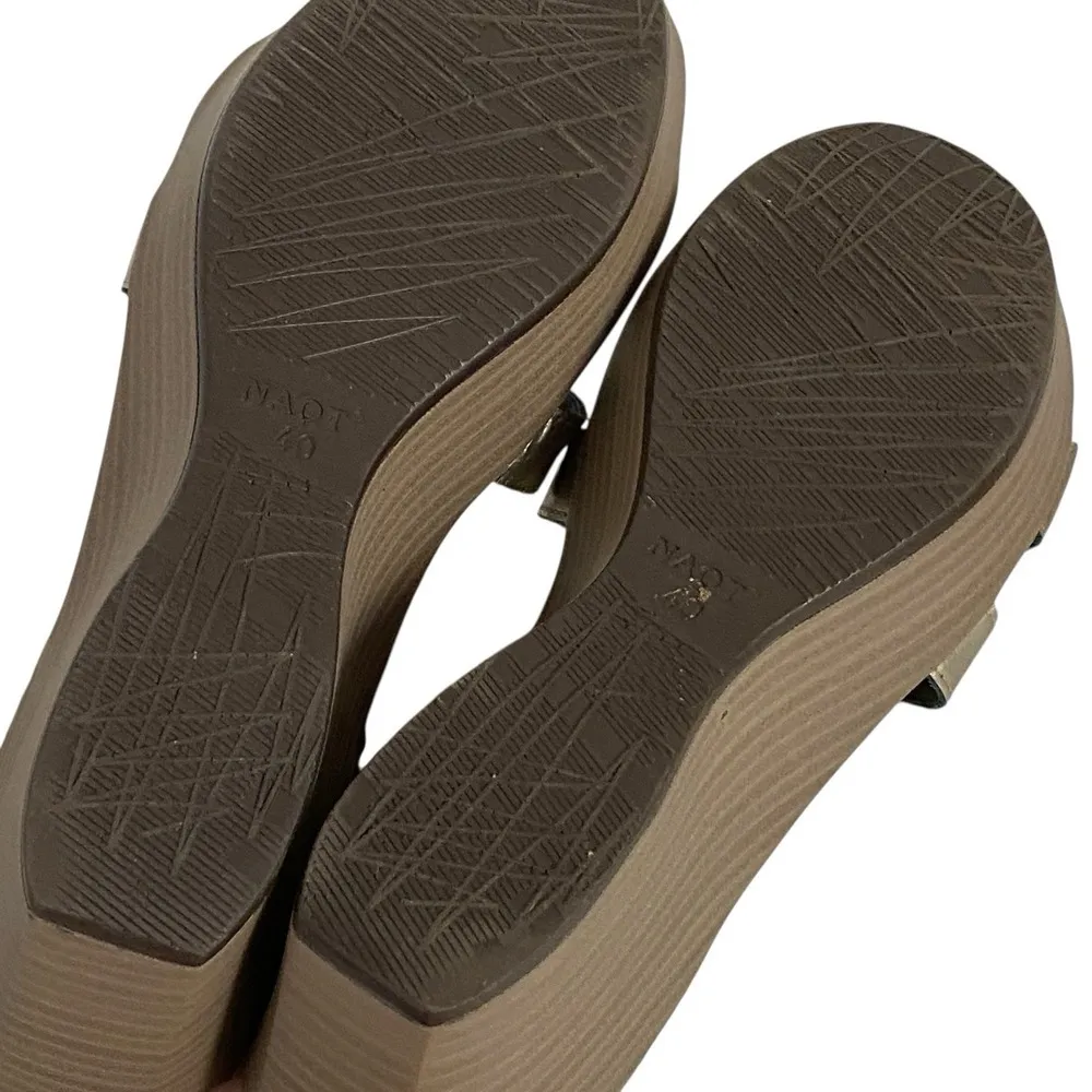 Naot Sandals Womens 40/9 Flirt Ankle Strap Metallic Golden Leather Wedge Summer - Image 13