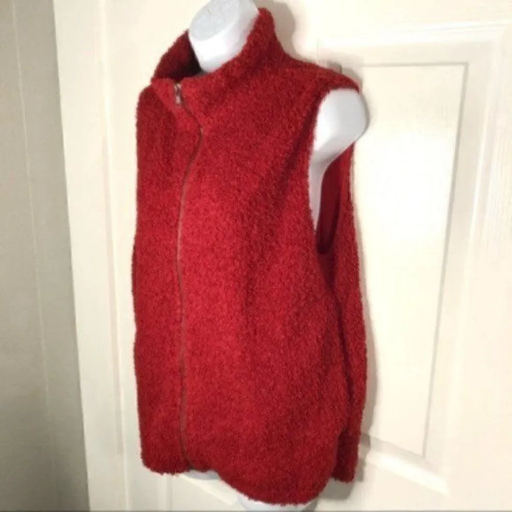 Umgee Teddy Vest Zipper Dark Red M - Image 4