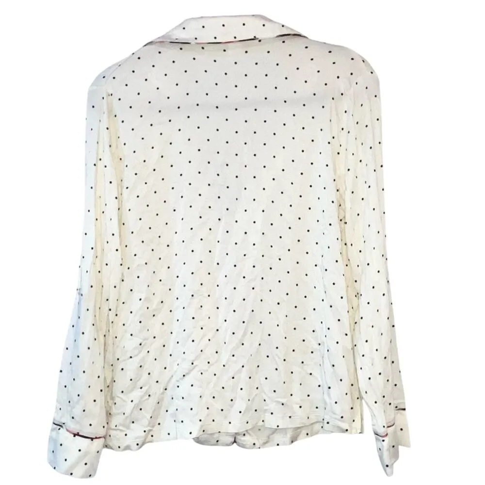 Splendid Button Down Cream Polka Dot Long Sleeve Pajama Top - Image 2