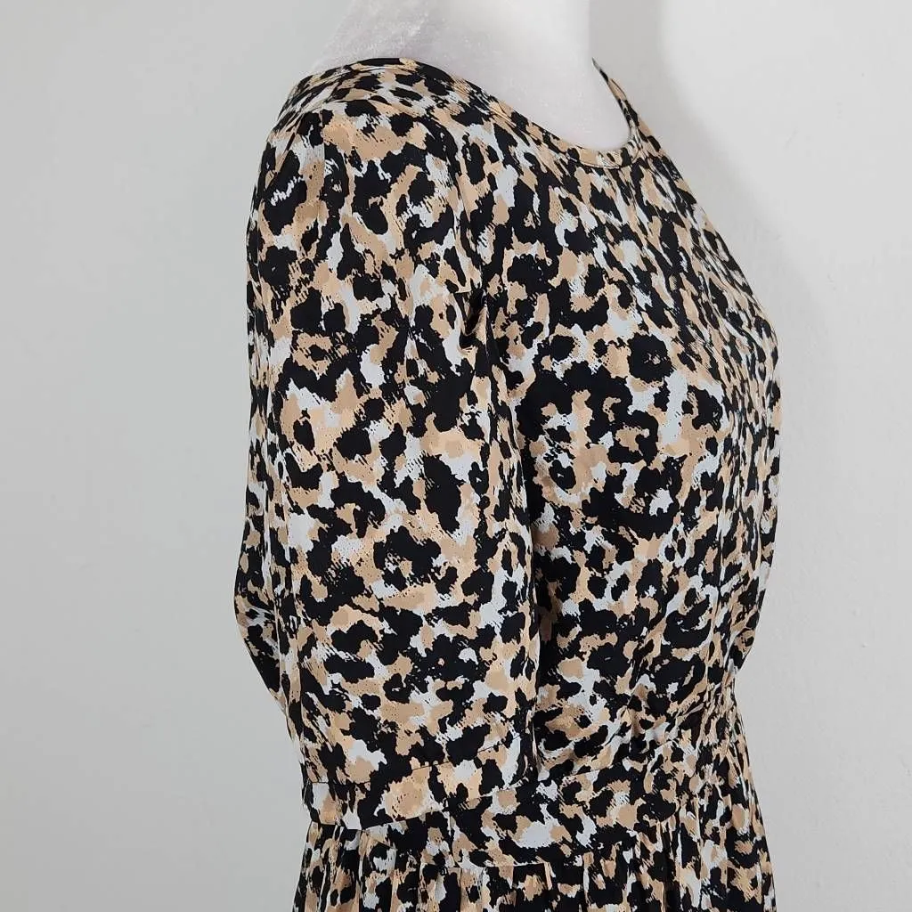 BCBGeneration Animal Print Lace-Up Back Mini Dress Size 8 Black and Tan Dress - Image 5
