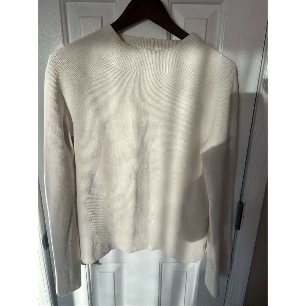 Banana republic sweater large white/ivory with cut out back cotton blend w flare - Image 5