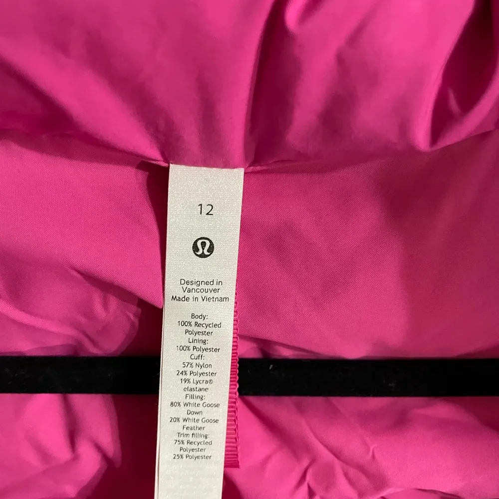 NEW Lululemon Wunder Puff Super Cropped Goose Down Hooded Jacket Sonic Pink 12 - Image 14