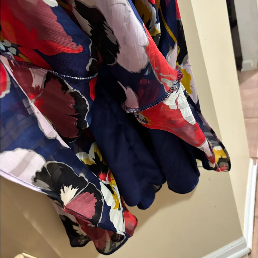 All About Love Royal Blue Floral Print Midi Dress Red Size XL - Image 6