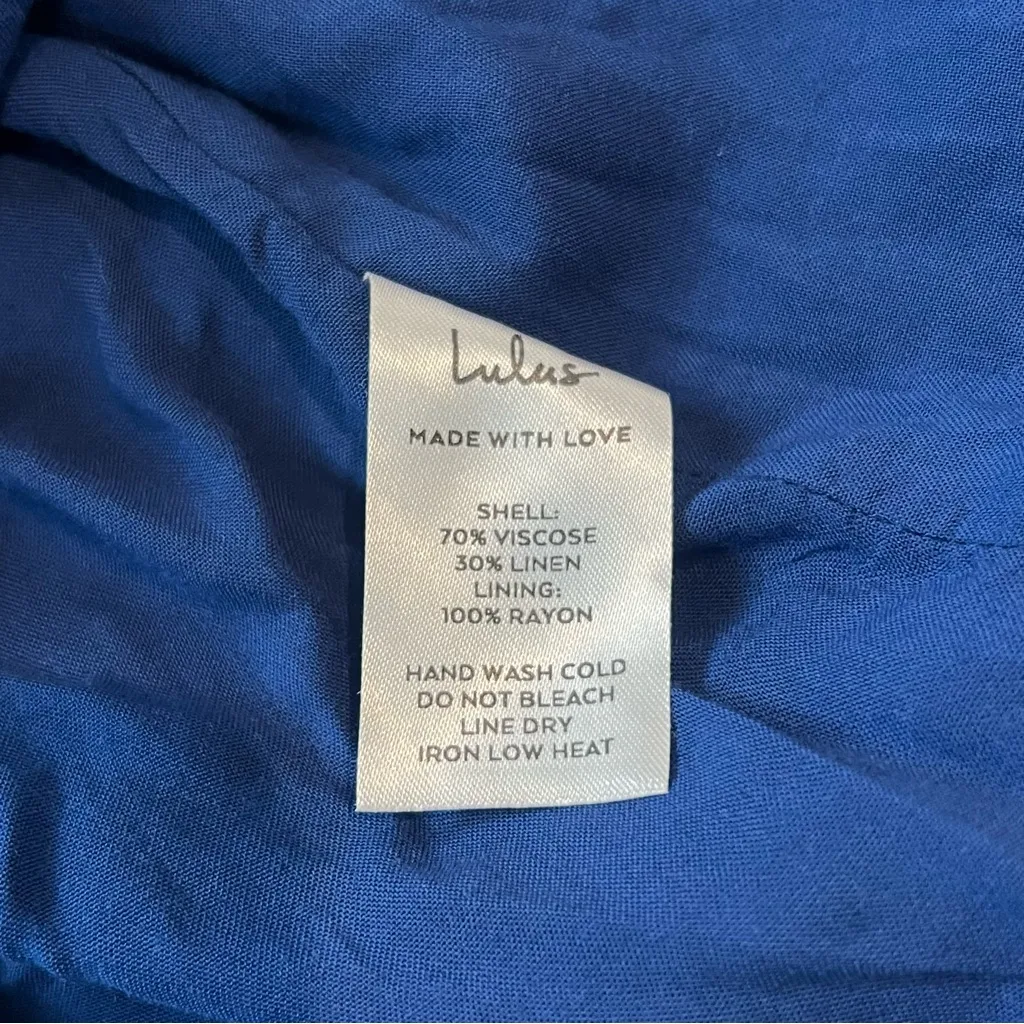 Lulus Days Like This Royal Blue Sleeveless Ruffled Linen Blend Mini Dress Sz XS - Image 12