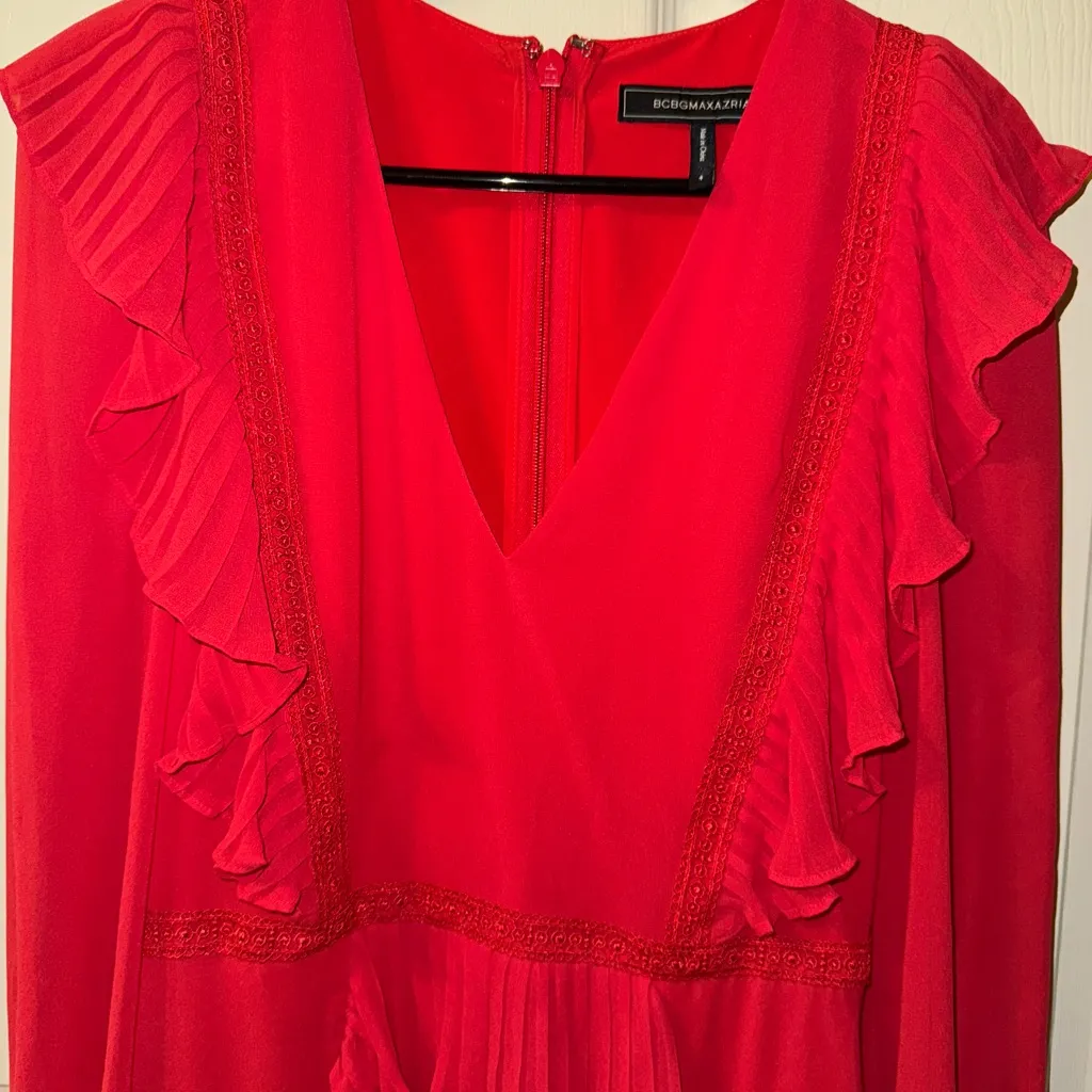 Bcbgmaxazria Red Ruffle Mini Dress - Image 6