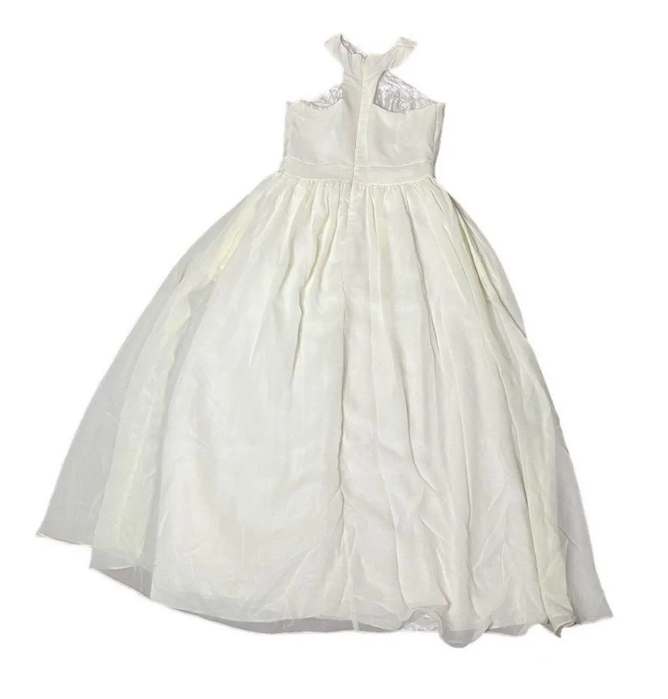 DEE KELLER Filmy Ivory Dress Cocktail Evening Gown Midi Maxi Sleeveless Size 8 - Image 5