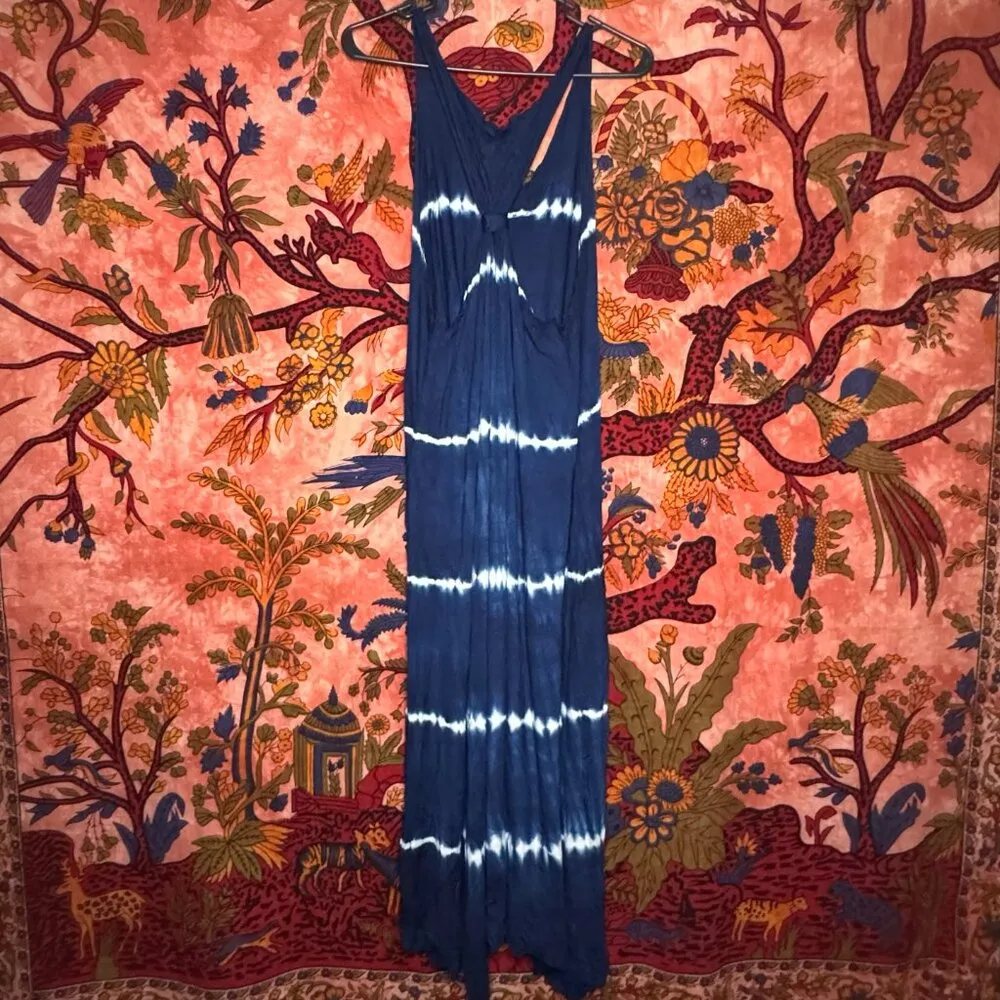 Flowing Blue & White Maxi Dress Size M - Image 2