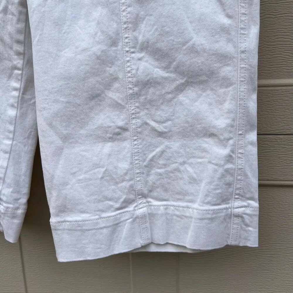 NYDJ Wide Leg Denim Pedal Pusher Capri Pants Optic White Size 16 EUC - Image 5