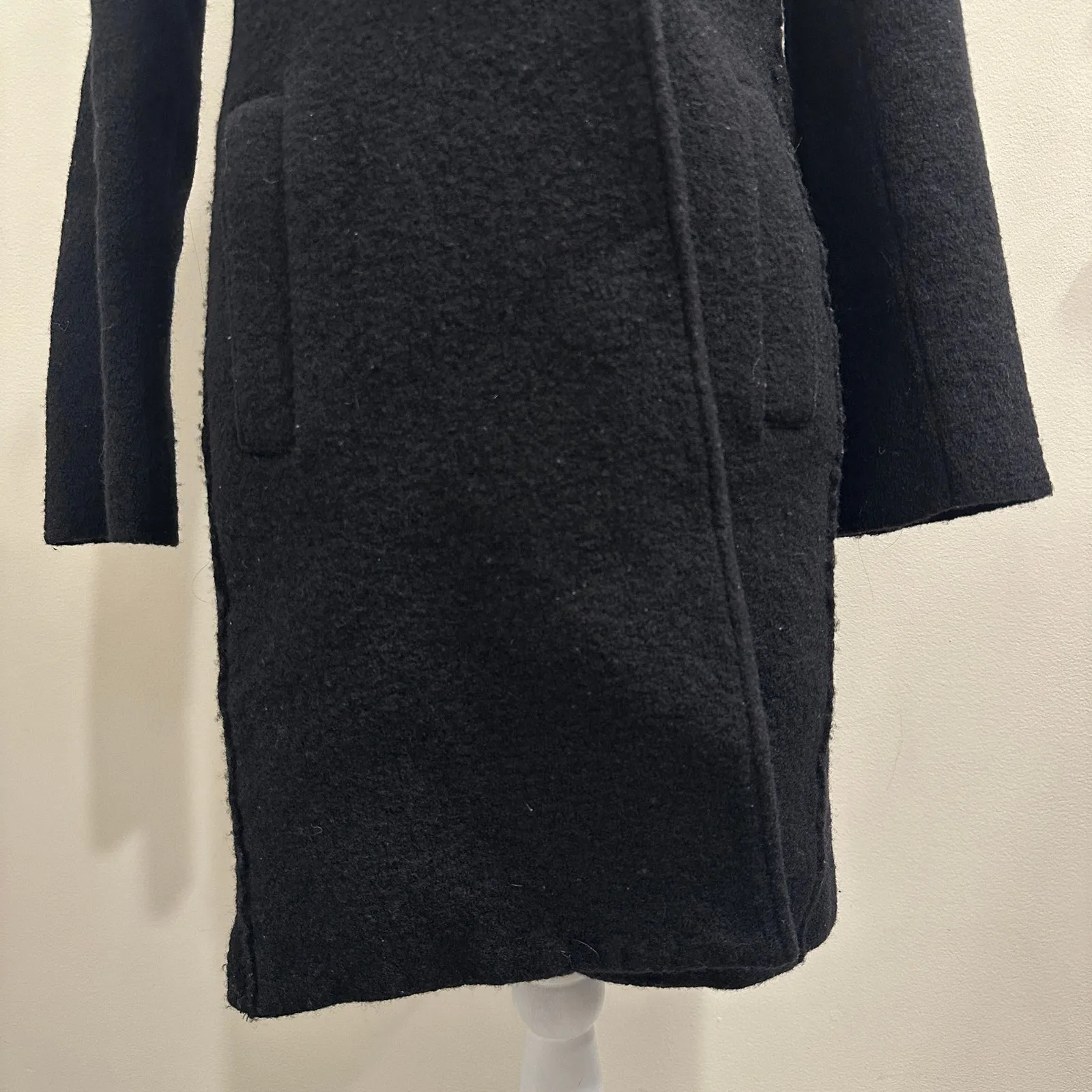 J. Crew Black Daphne Italian Boiled Wool Top Coat Sz 2 Old Money Preppy Heritage - Image 8