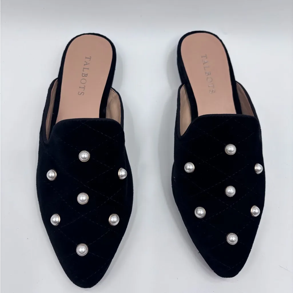 Talbots Black Mules with Pearl Accents - Image 4