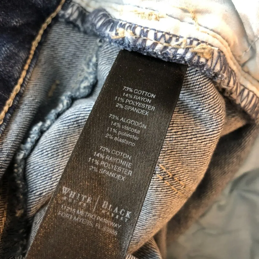 White House Black Market Womens Slim Jeans Split Hem Medium Wash Stretch 00R - Image 5