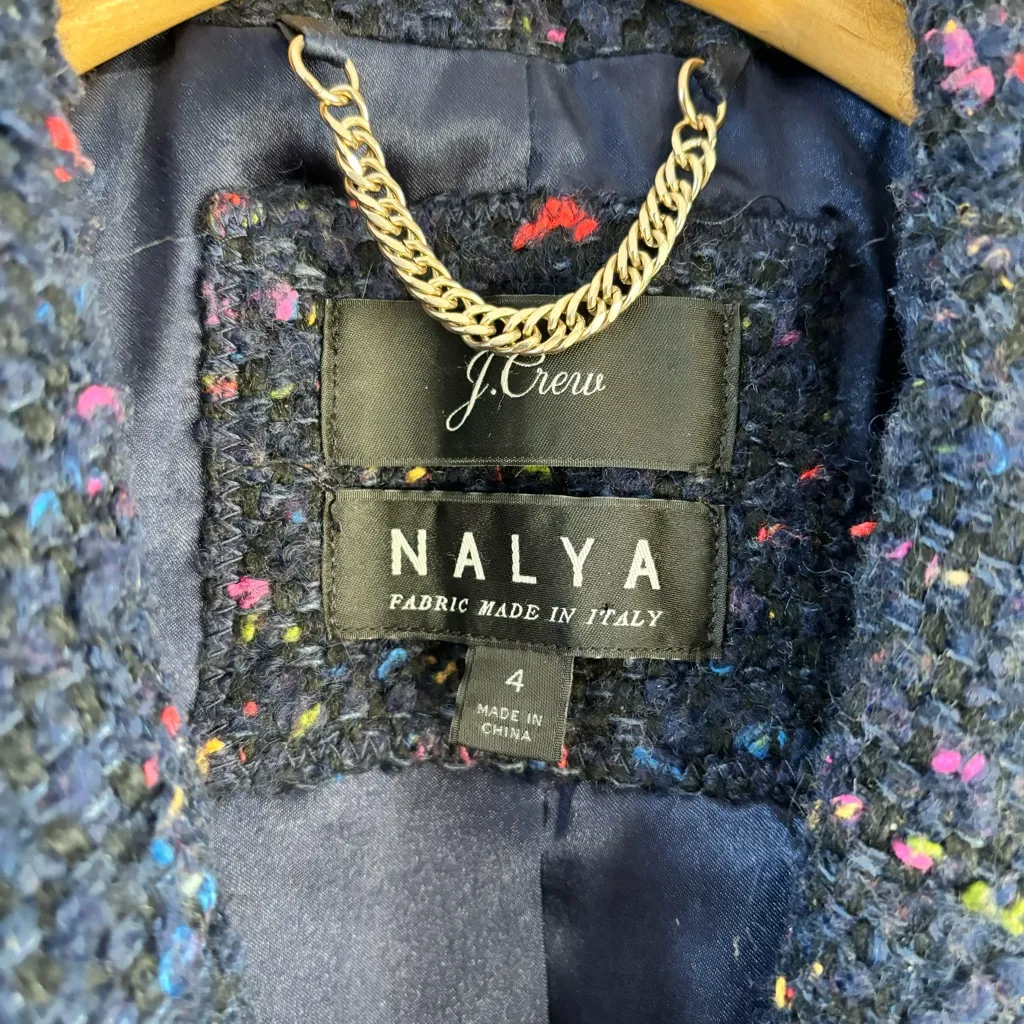 J. Crew Nalya Daphne Tweed Italian Wool Blend Topcoat Navy Jungle Speckle, 4 - Image 4