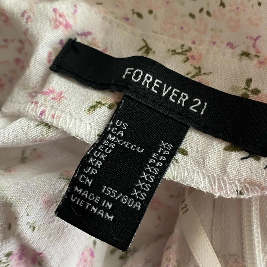 Forever 21 Womens Juniors Mini Tank Dress XS White Pink Floral Flowers Print - Image 7