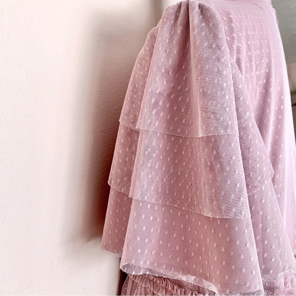 Ivy City Co Blush Pink Polkadot Ruffled Layered Tulle Dress - Image 9