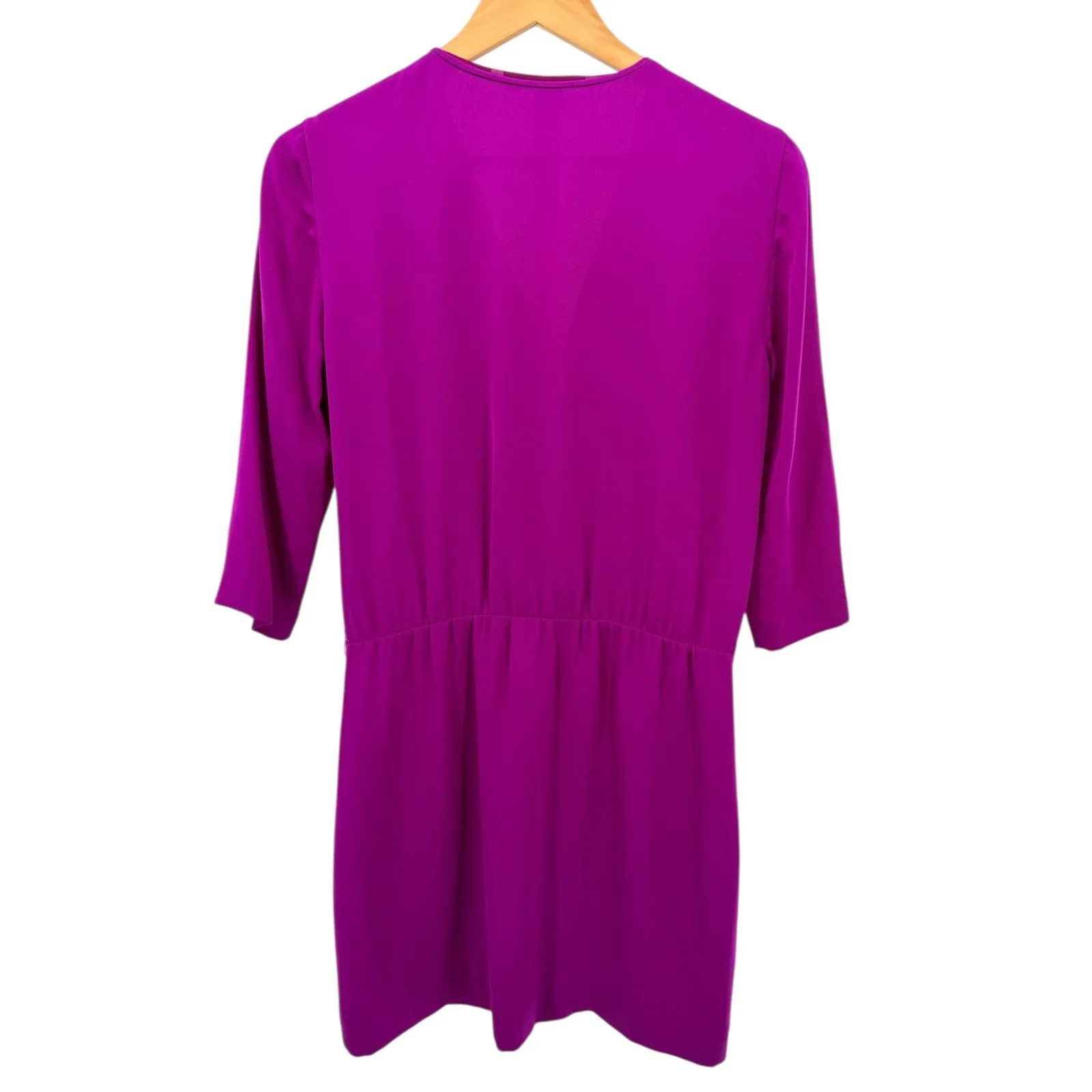 Diane von Furstenberg DVF Magenta Silk Draped V Neck Dress Classic Timeless 4 - Image 2